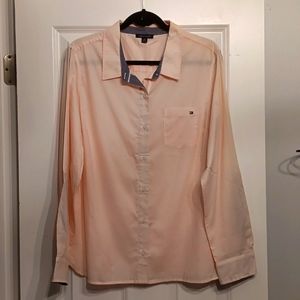 Tommy Hilfiger Pink button down 3/4 sleeve  long sleeves shirt XL